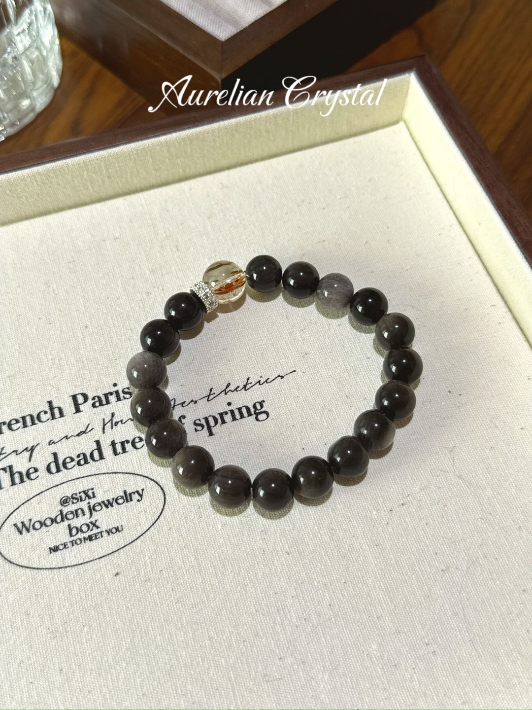 Silver Sheen Obsidian & Black Gold Ultre Bracelet (bac1002)