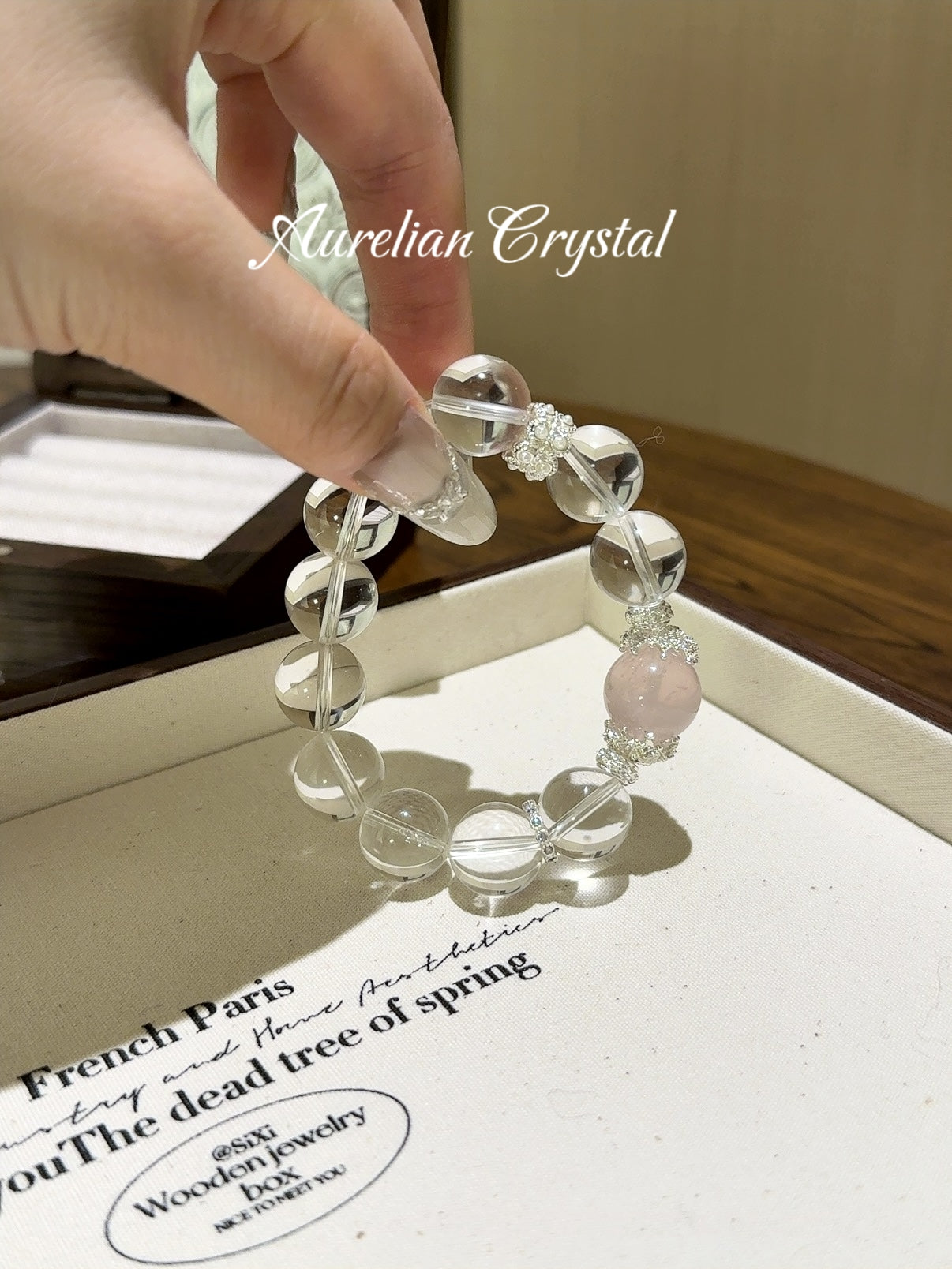 Clear Crystal & Rose Quartz Bracelet (bac773)