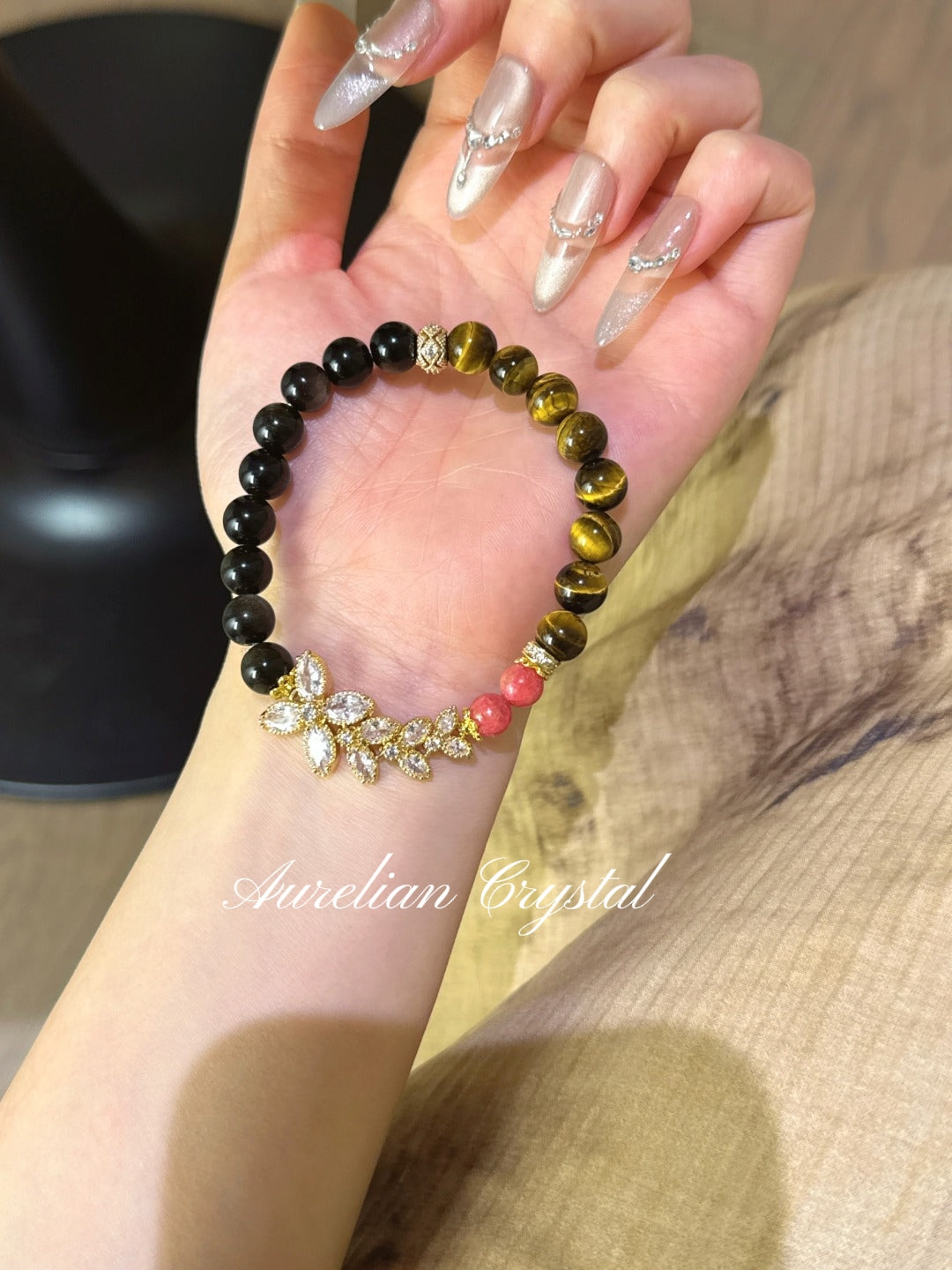 Yellow Tiger’s Eye, Silver Sheen Obsidian & Rhodonite Bracelet (bac961)