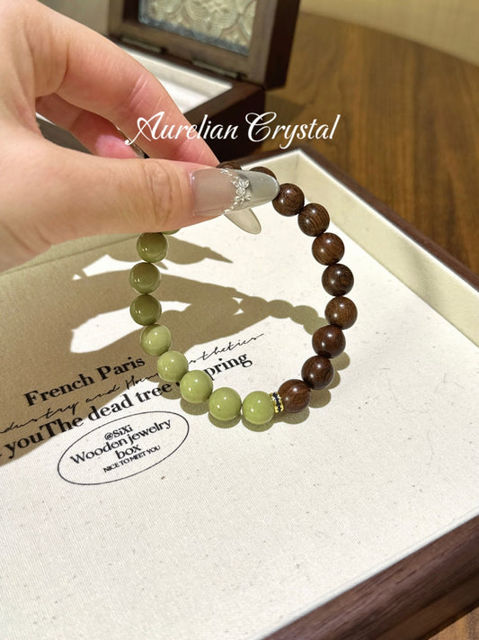 阿拉善瑪碯檀木手串Alashan Agate & Sandalwood Bracelet(bac982)