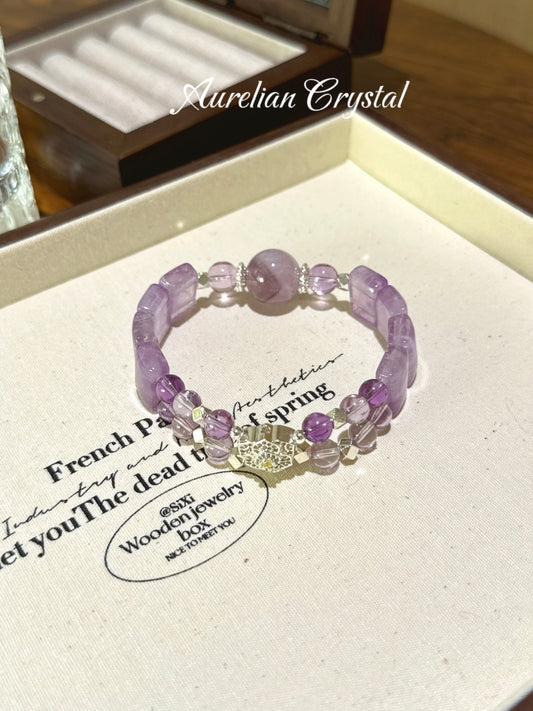 紫兔毛紫水晶手牌手串Amethyst Hand Charm(bac870)