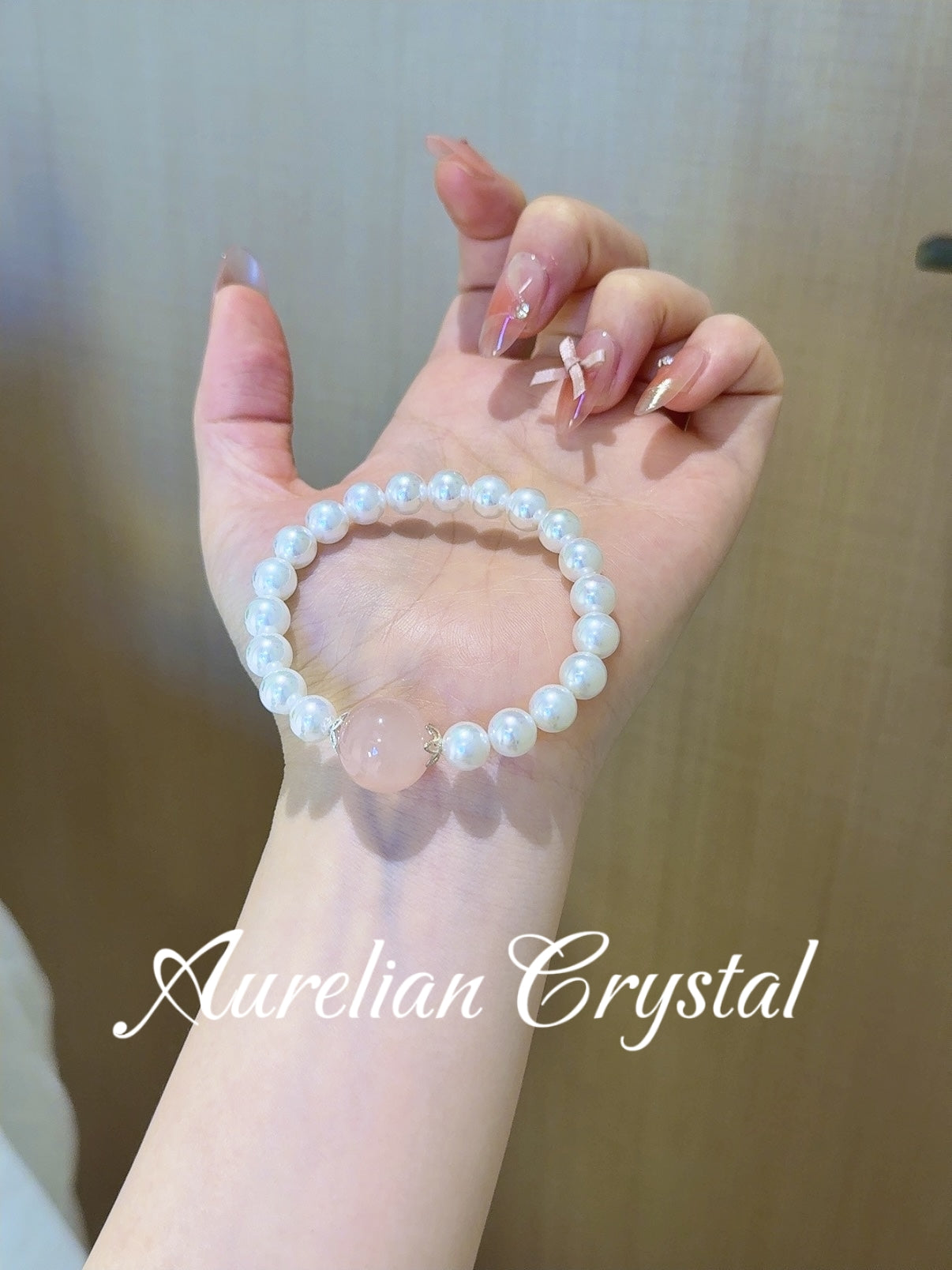 Rose Quartz- Pearl Bead Bracelet (bac652)