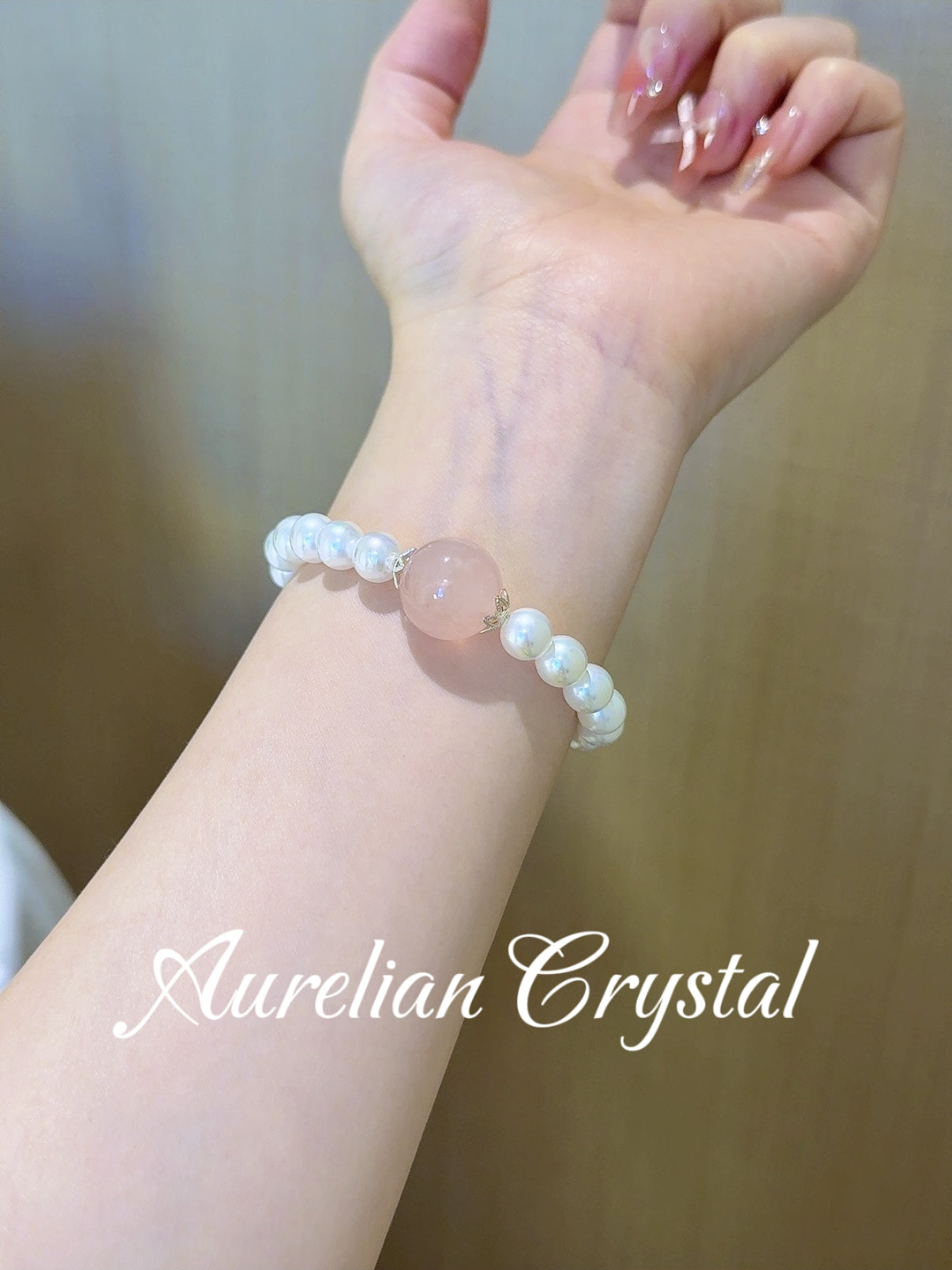 Rose Quartz- Pearl Bead Bracelet (bac652)
