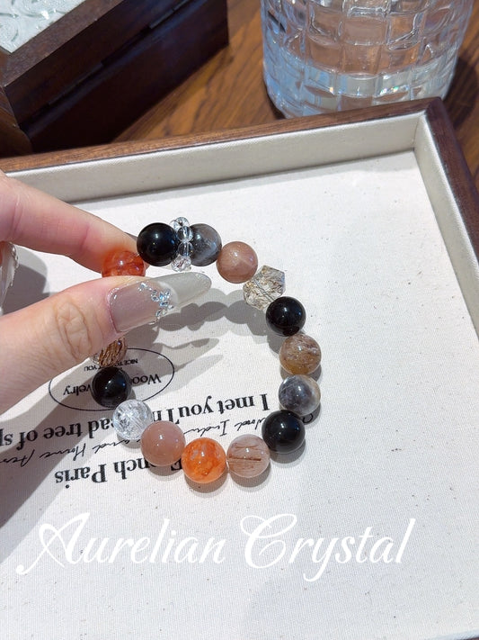 Red & Black Multi-Gemstone Bracelet(bac1247x)
