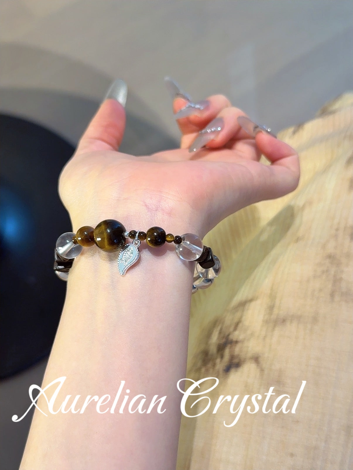 Yellow Tiger's Eye & Clear Quartz Bracelet(bac1492x)