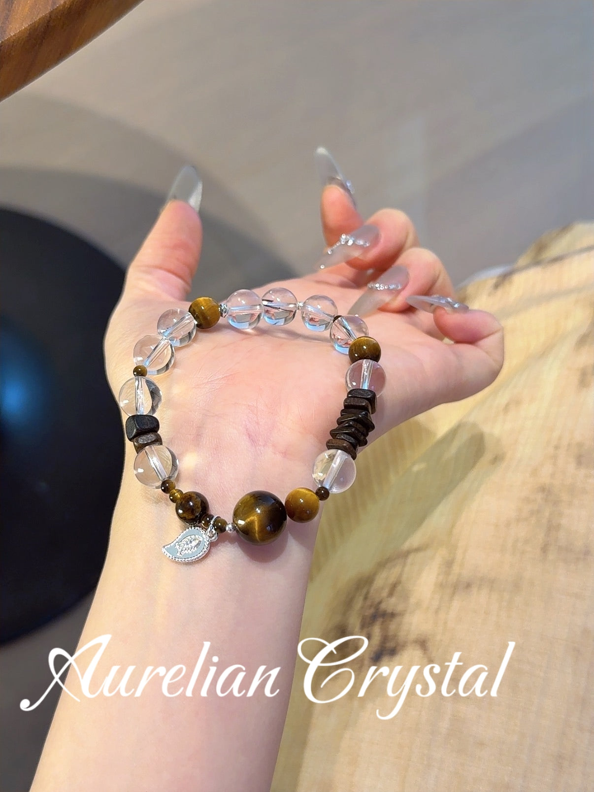 Yellow Tiger's Eye & Clear Quartz Bracelet(bac1492x)