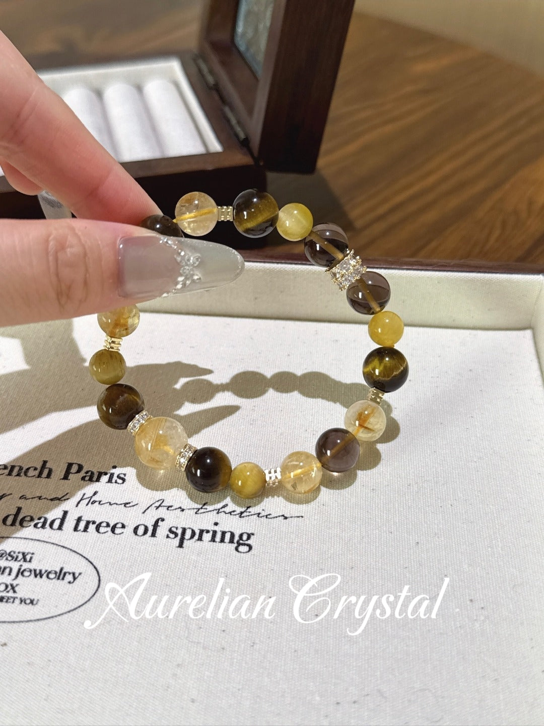 Yellow Apatite, Smoky Quartz & Tiger's Eye Bracelet (bac710x)