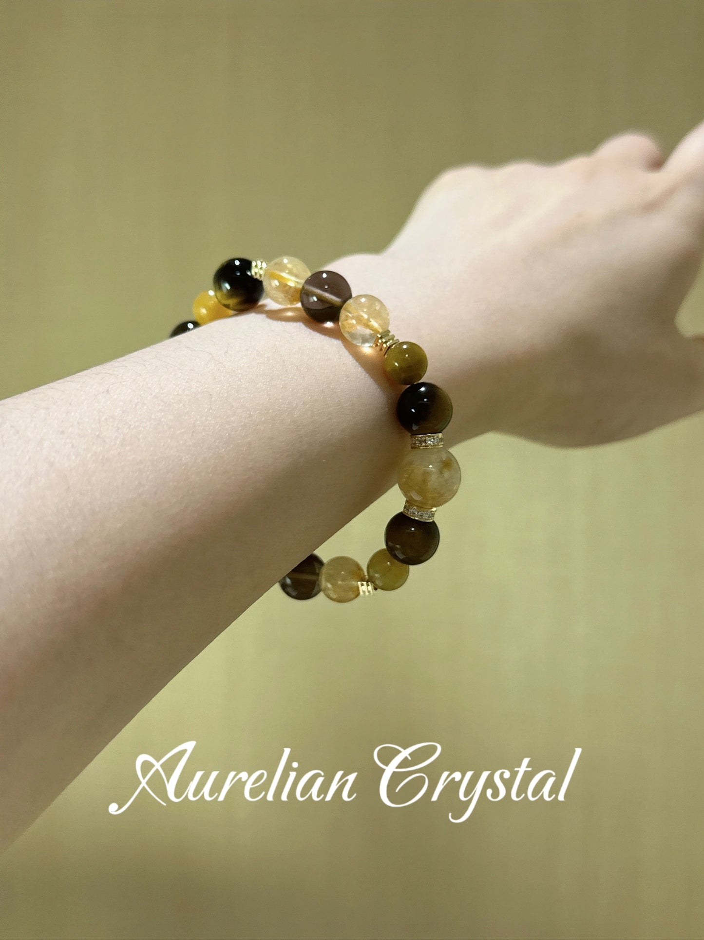 Yellow Apatite, Smoky Quartz & Tiger's Eye Bracelet (bac710x)