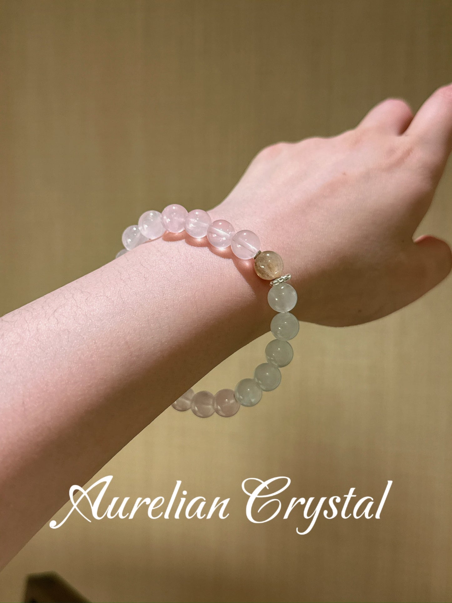 Rose Quartz, Blue Moonstonr & Rutilated Quartz Bracelet(bac472x)