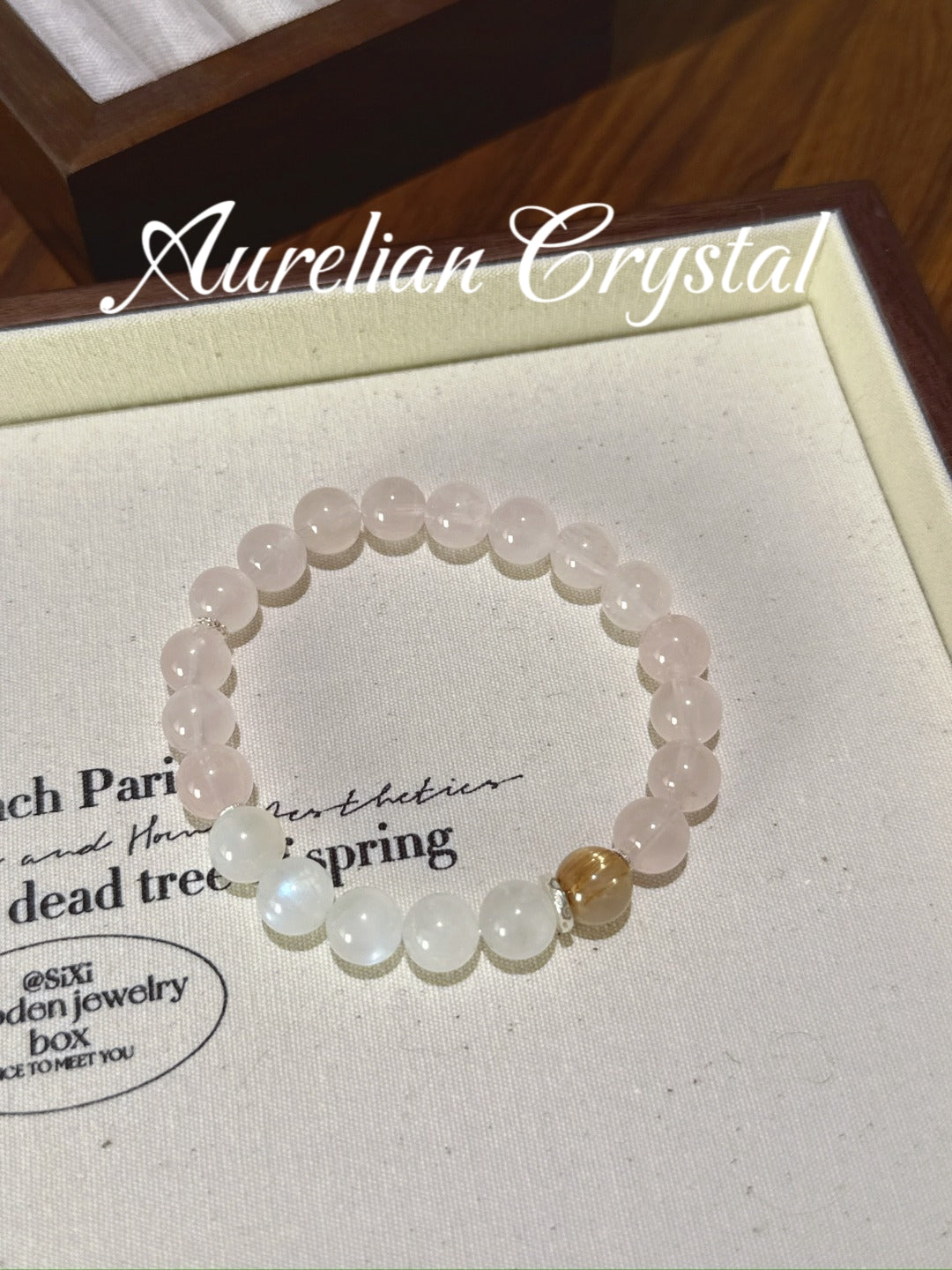 Rose Quartz, Blue Moonstonr & Rutilated Quartz Bracelet(bac472x)