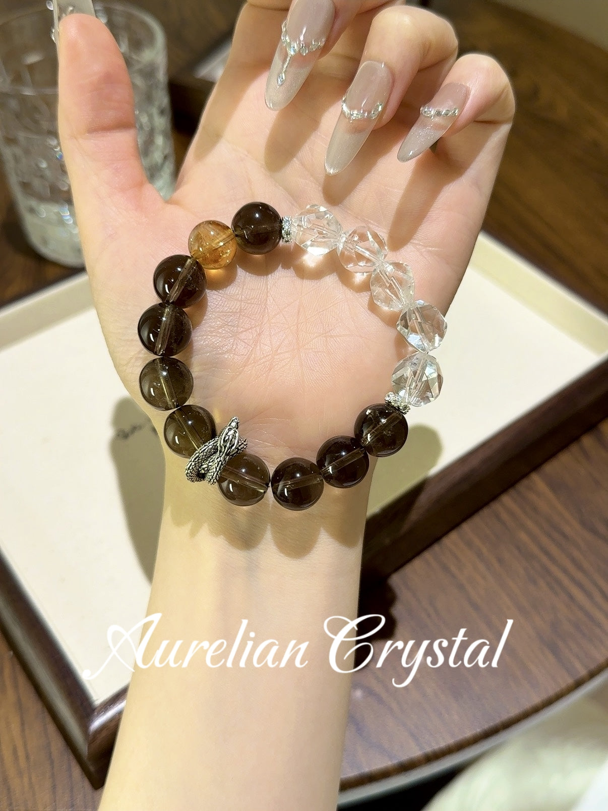 Tea & Clear Crystal Bracelet(bac765)