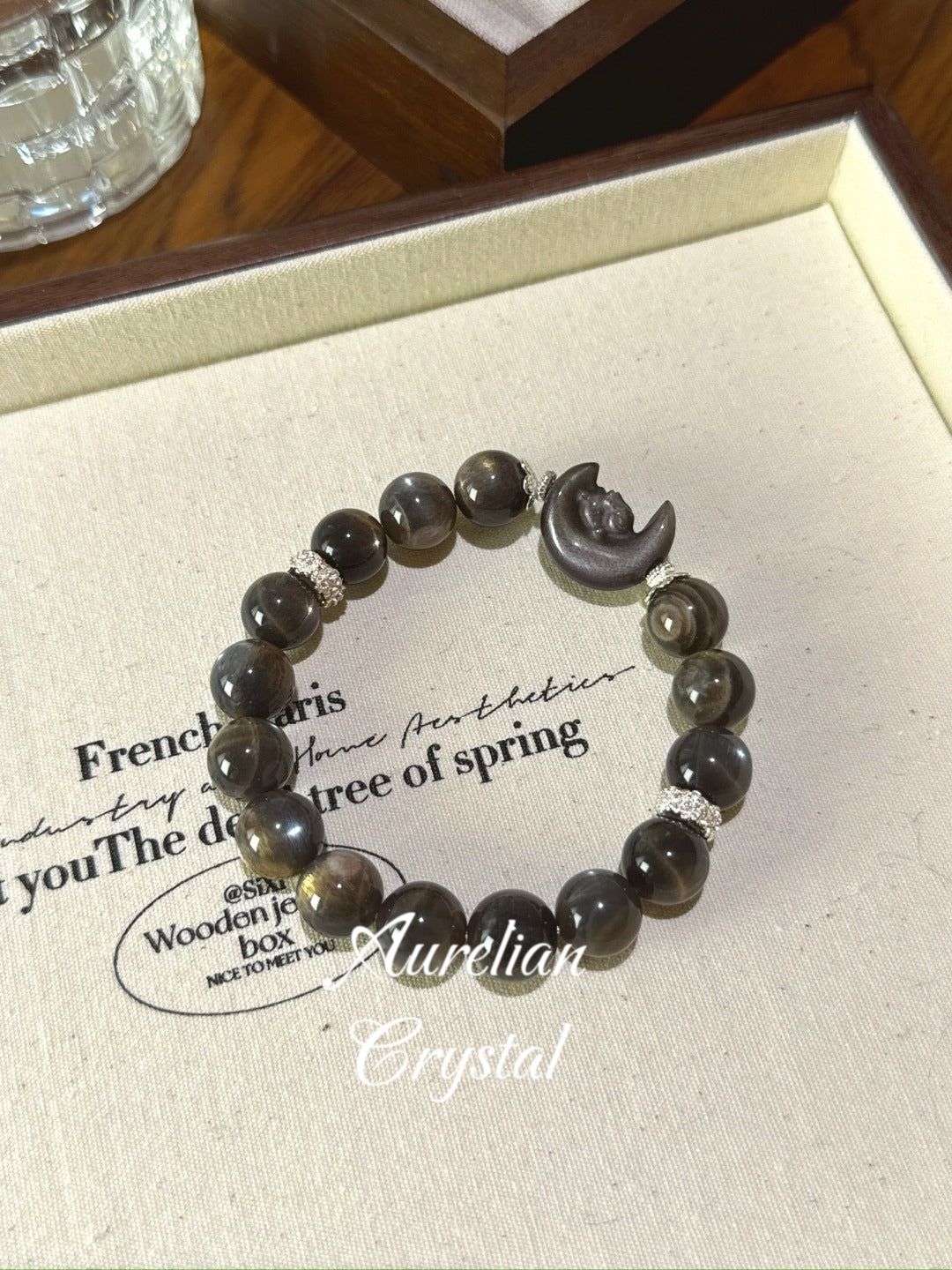 Gold Skeleton & Silver Sheen Obsidian Rabbit Bracelet(bac1011)