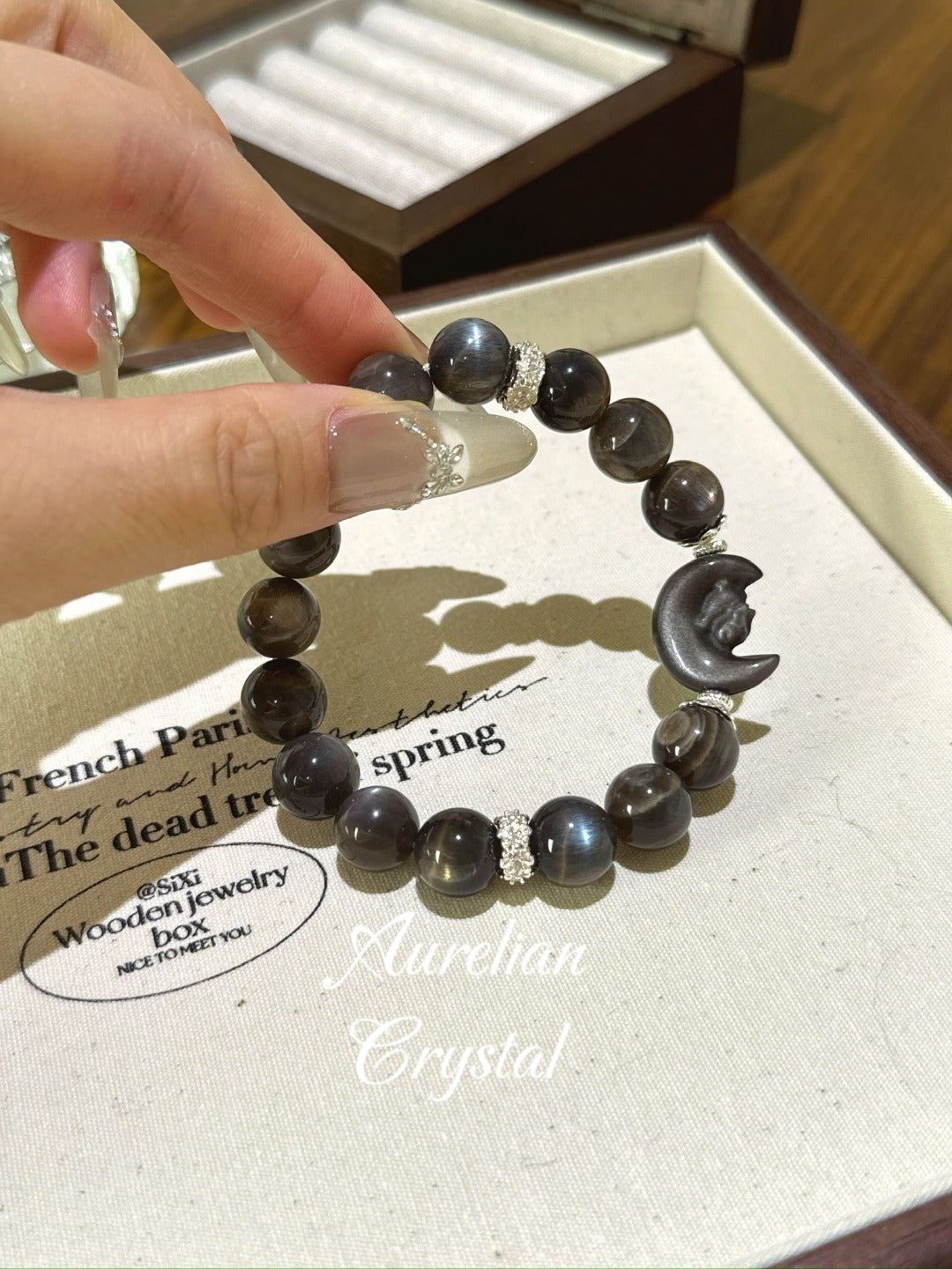 Gold Skeleton & Silver Sheen Obsidian Rabbit Bracelet(bac1011)