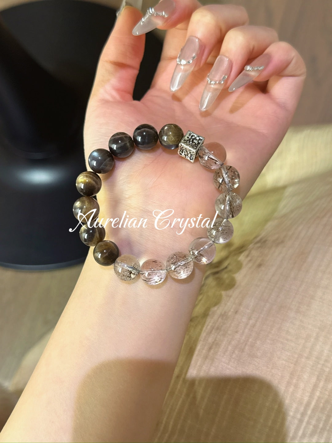 Gold Skeleton Quartz & Black Gold Ultra Bracelet (bac1011)