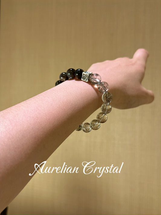 Gold Skeleton Quartz & Black Gold Ultra Bracelet (bac1011)