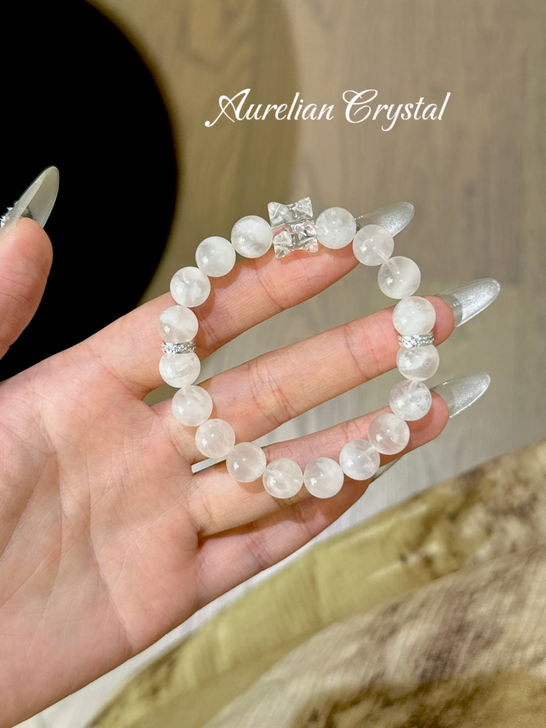 Pink Snowflake Phantom & Clear Crystal Merkaba Bracelet (bac852)