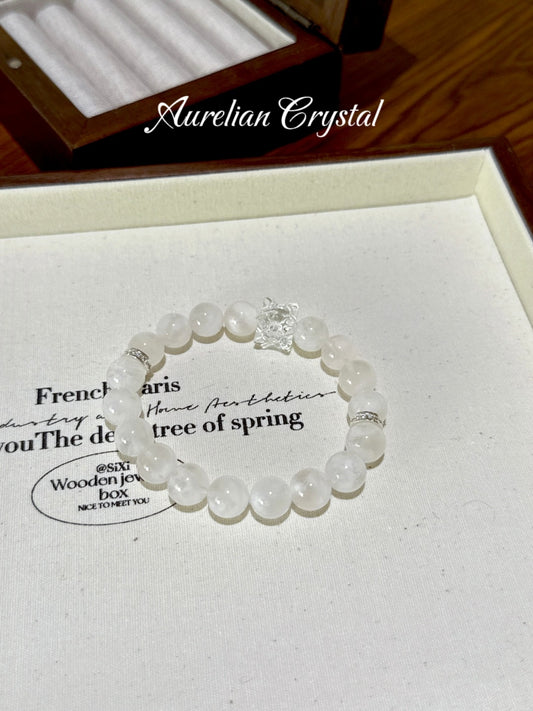 Pink Snowflake Phantom & Clear Crystal Merkaba Bracelet (bac852)