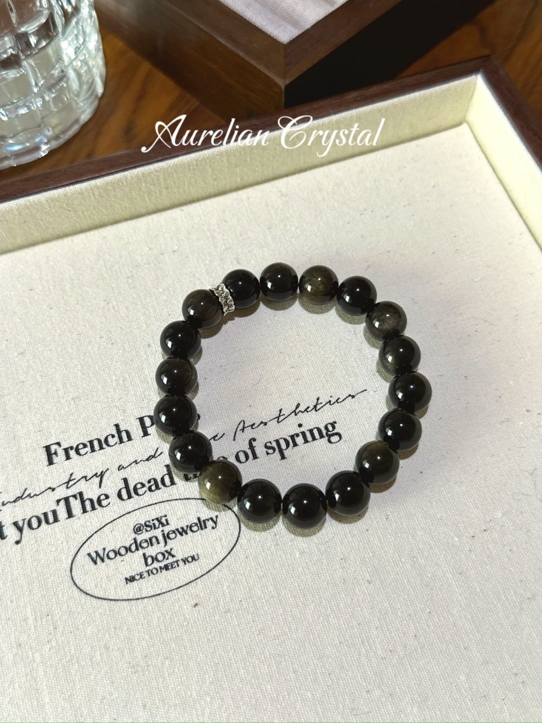 Gold Sheen Obsidian Single Strand Bracelet(bac1000)