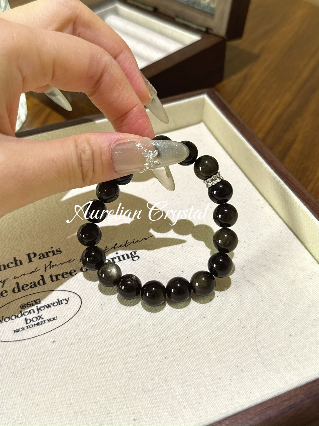Gold Sheen Obsidian Single Strand Bracelet(bac1000)