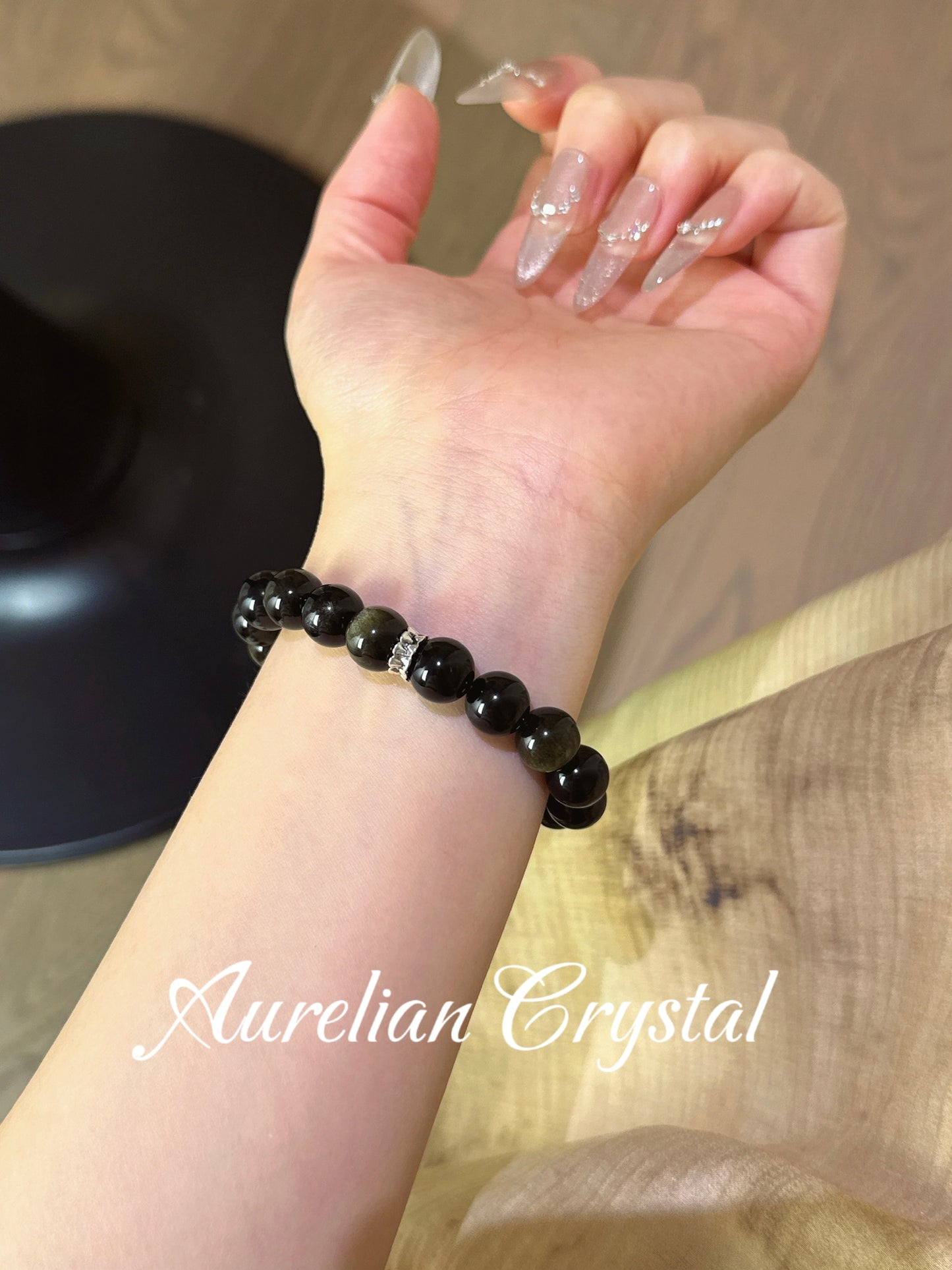 Gold Sheen Obsidian Single Strand Bracelet(bac1000)