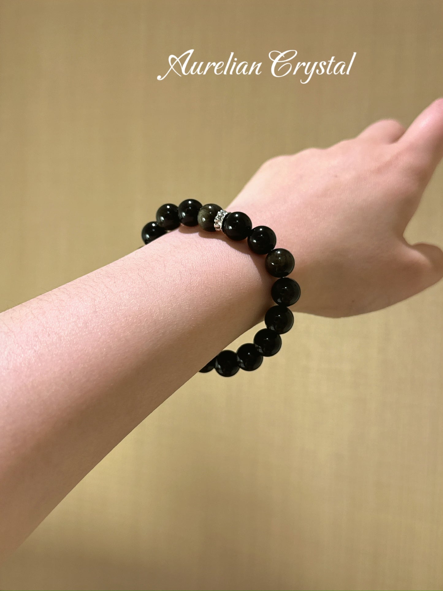 Gold Sheen Obsidian Single Strand Bracelet(bac1000)