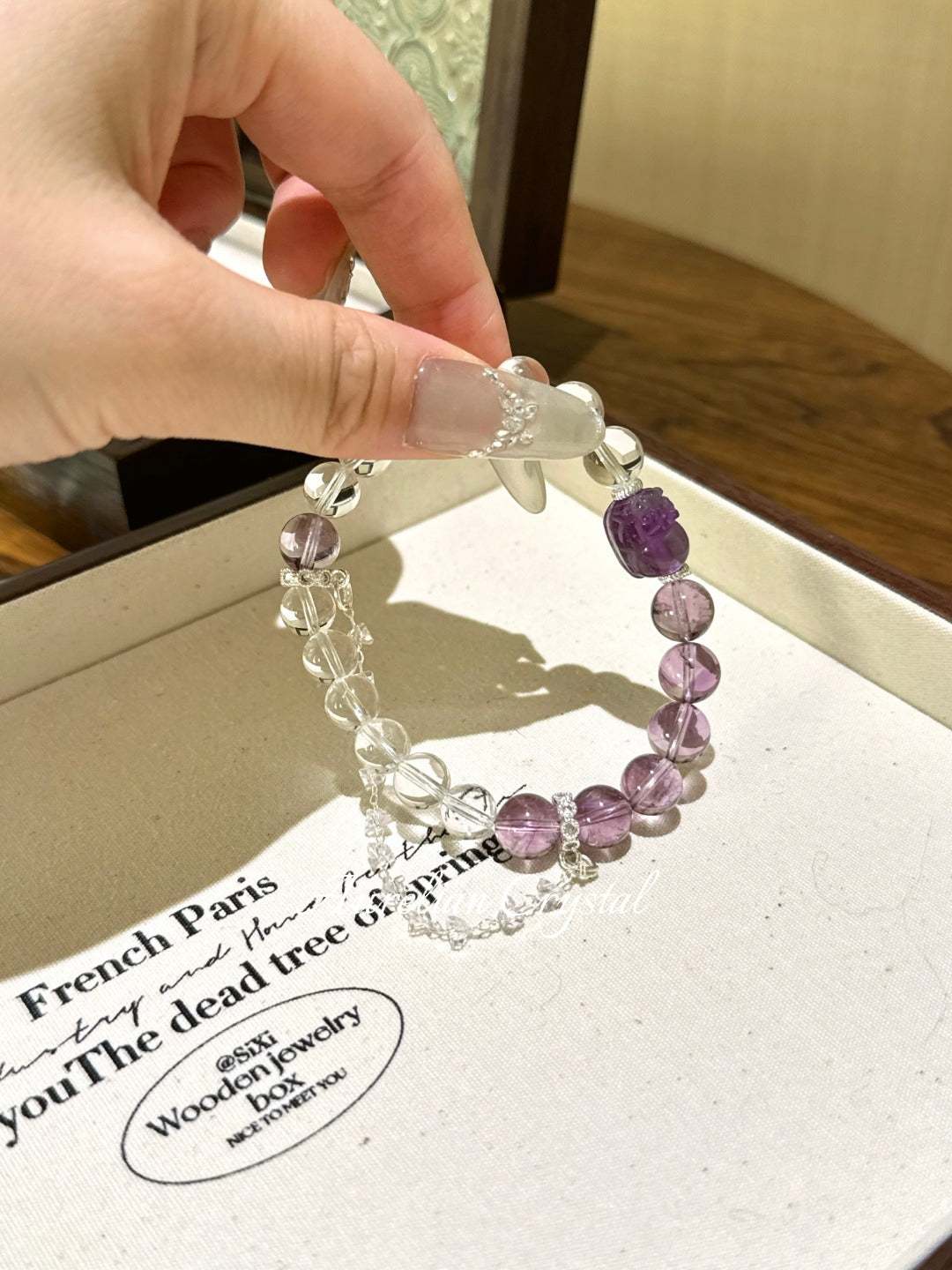 Amethyst, Clear Crystal& Pi Xiu Bracelet(bac875)