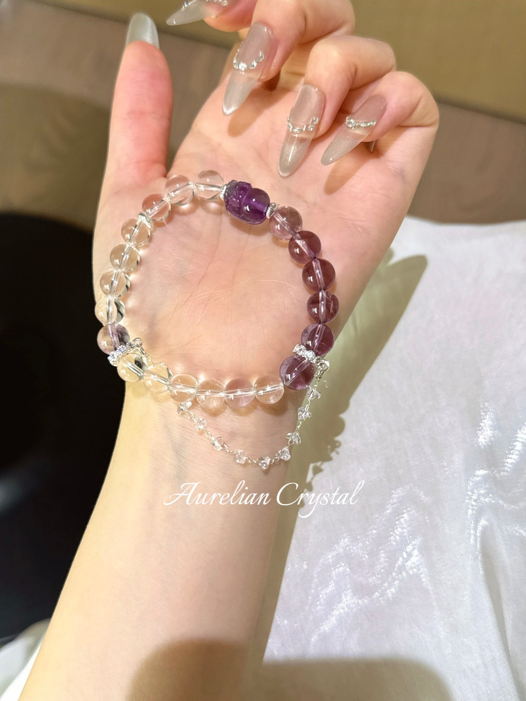 Amethyst, Clear Crystal& Pi Xiu Bracelet(bac875)