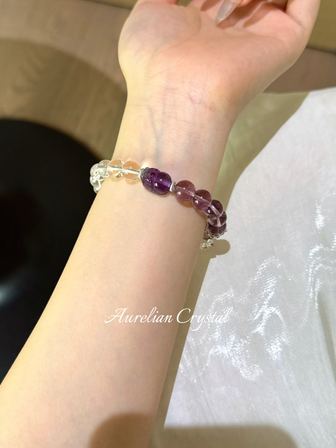 Amethyst, Clear Crystal& Pi Xiu Bracelet(bac875)