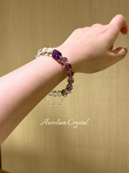 Amethyst, Clear Crystal& Pi Xiu Bracelet(bac875)