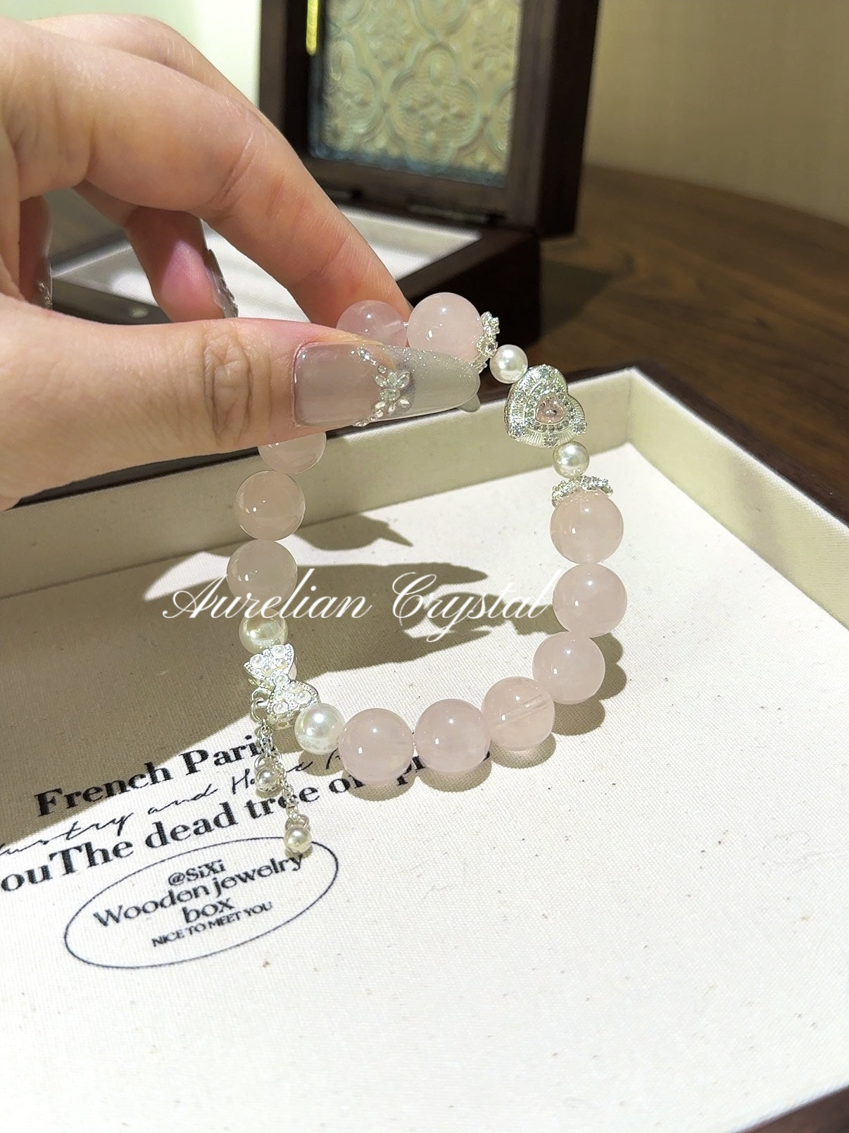 Rose Quartz & Pearl Bracelet (bac831)