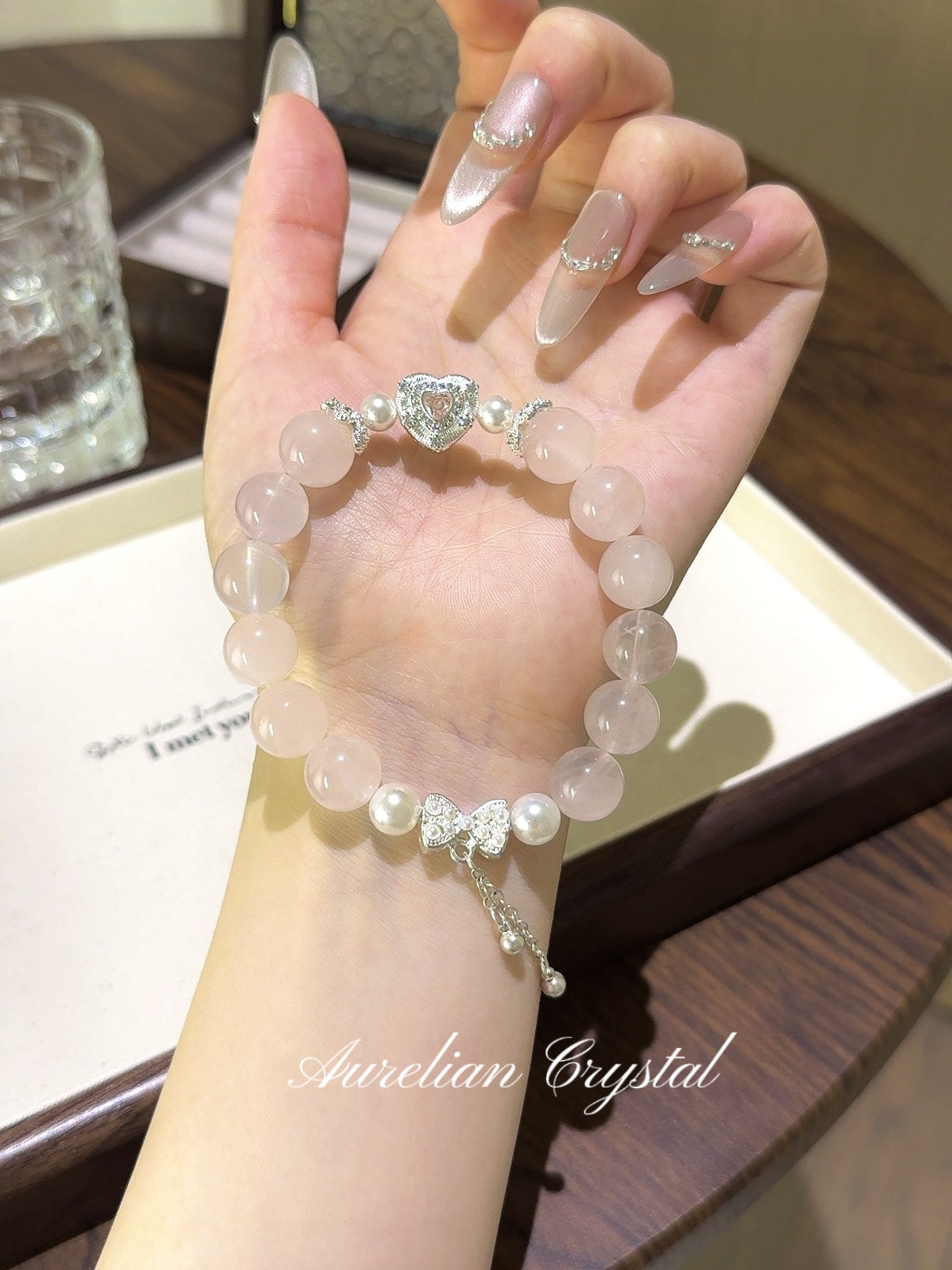Rose Quartz & Pearl Bracelet (bac831)