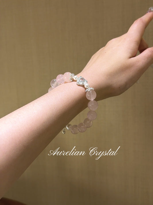 Rose Quartz & Pearl Bracelet (bac831)