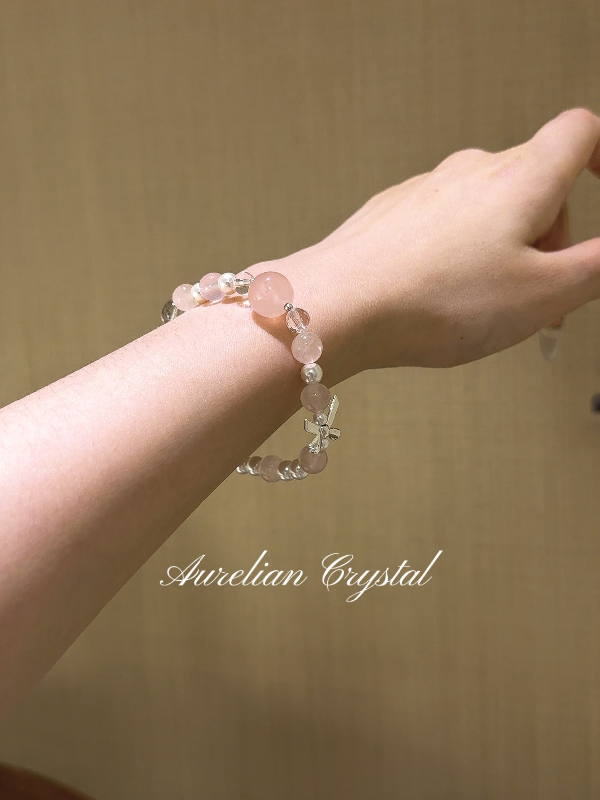 Rose Quartz, Green Phantom Quartz, Pearl & Clear Crystal Bracelet (bac827)