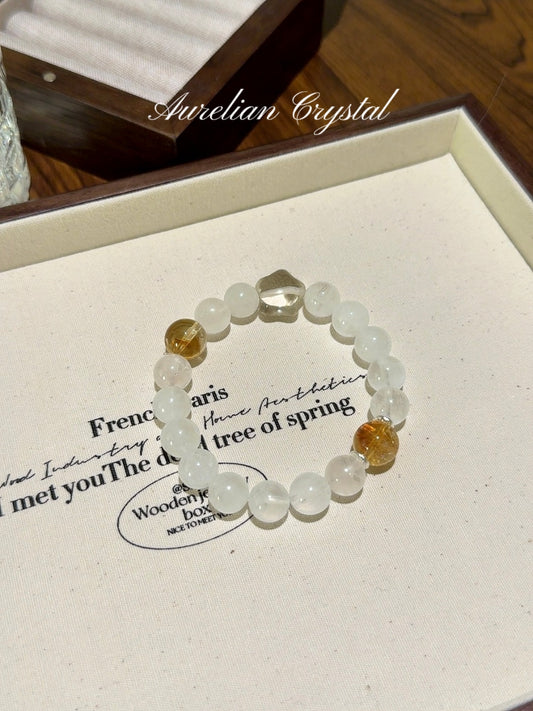 Blue Moonstone, Yellow Tower Quartz & Citrine Star Bracelet(bac779)