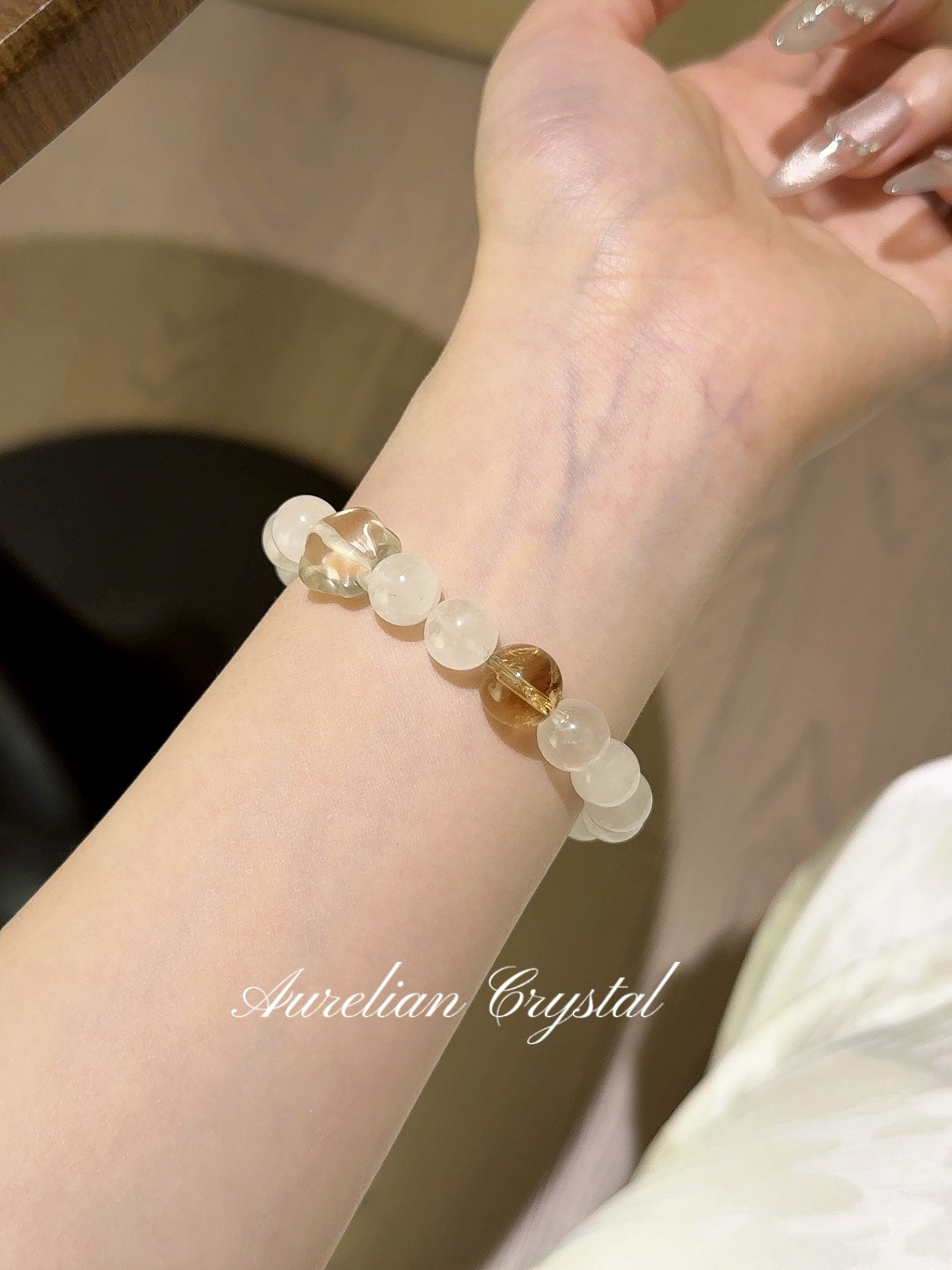 Blue Moonstone, Yellow Tower Quartz & Citrine Star Bracelet(bac779)