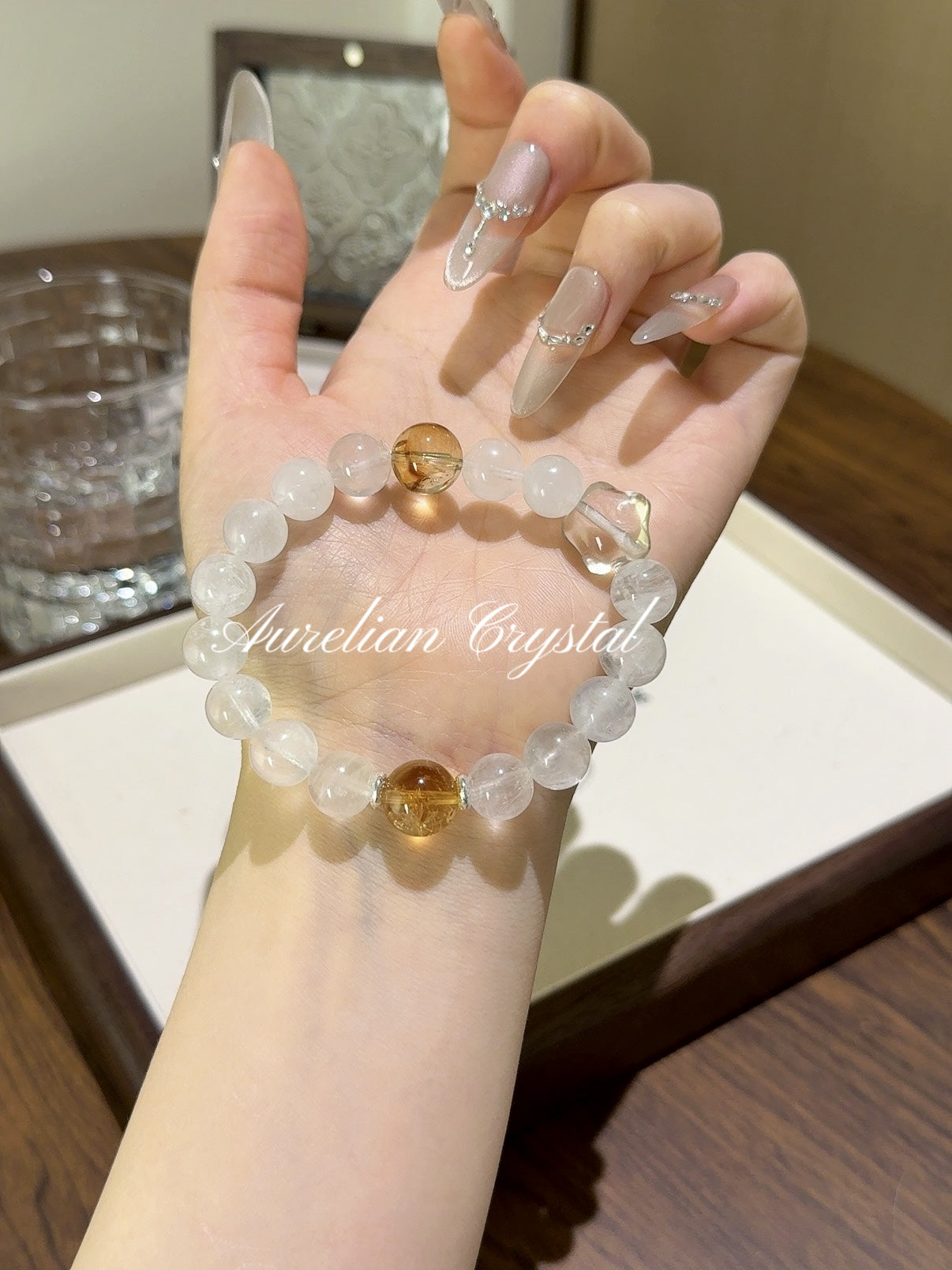 Blue Moonstone, Yellow Tower Quartz & Citrine Star Bracelet(bac779)