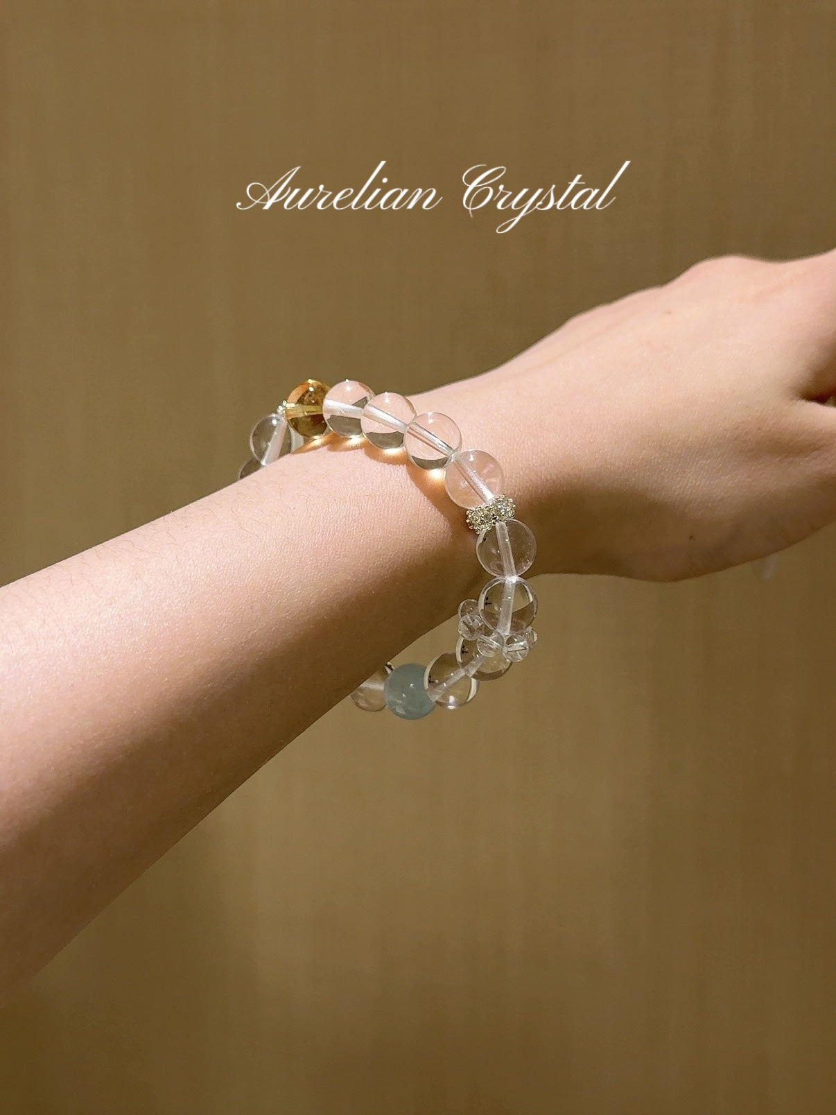 Clear Crystal, Aquamarine & Yellow Tower Quartz Bracelet (bac772)