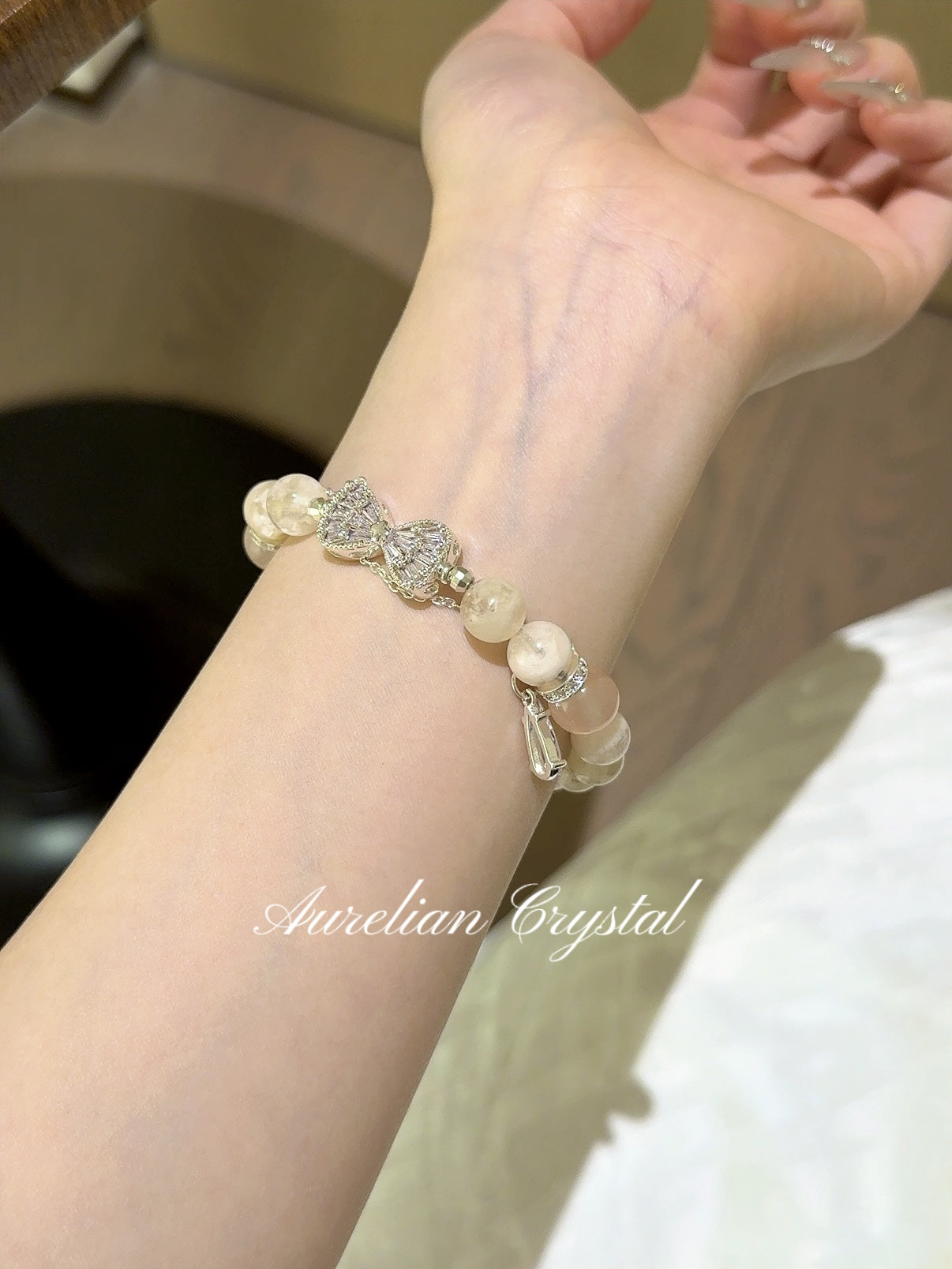 White Phantom & Rose Quartz Bracelet (bac763)