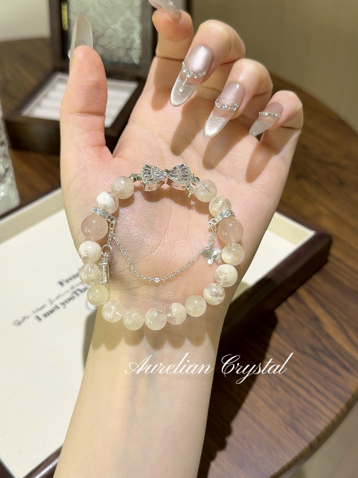 White Phantom & Rose Quartz Bracelet (bac763)