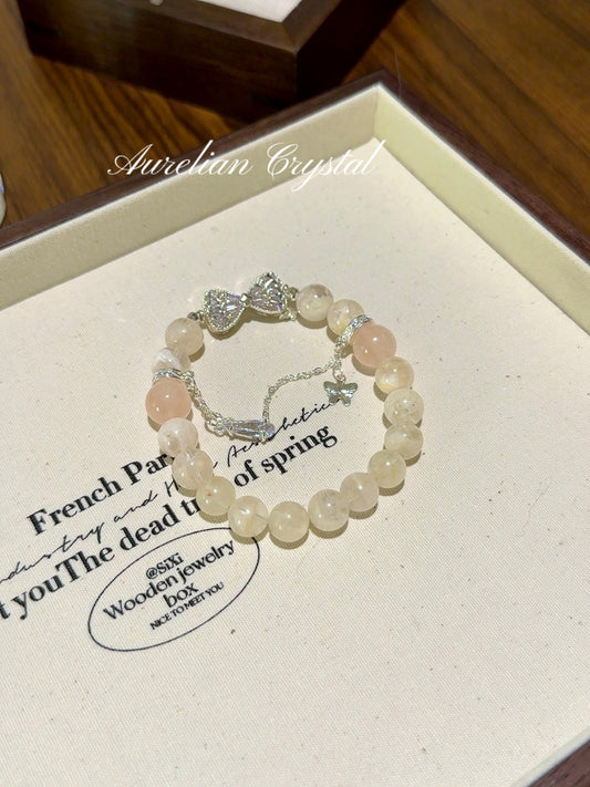 White Phantom & Rose Quartz Bracelet (bac763)