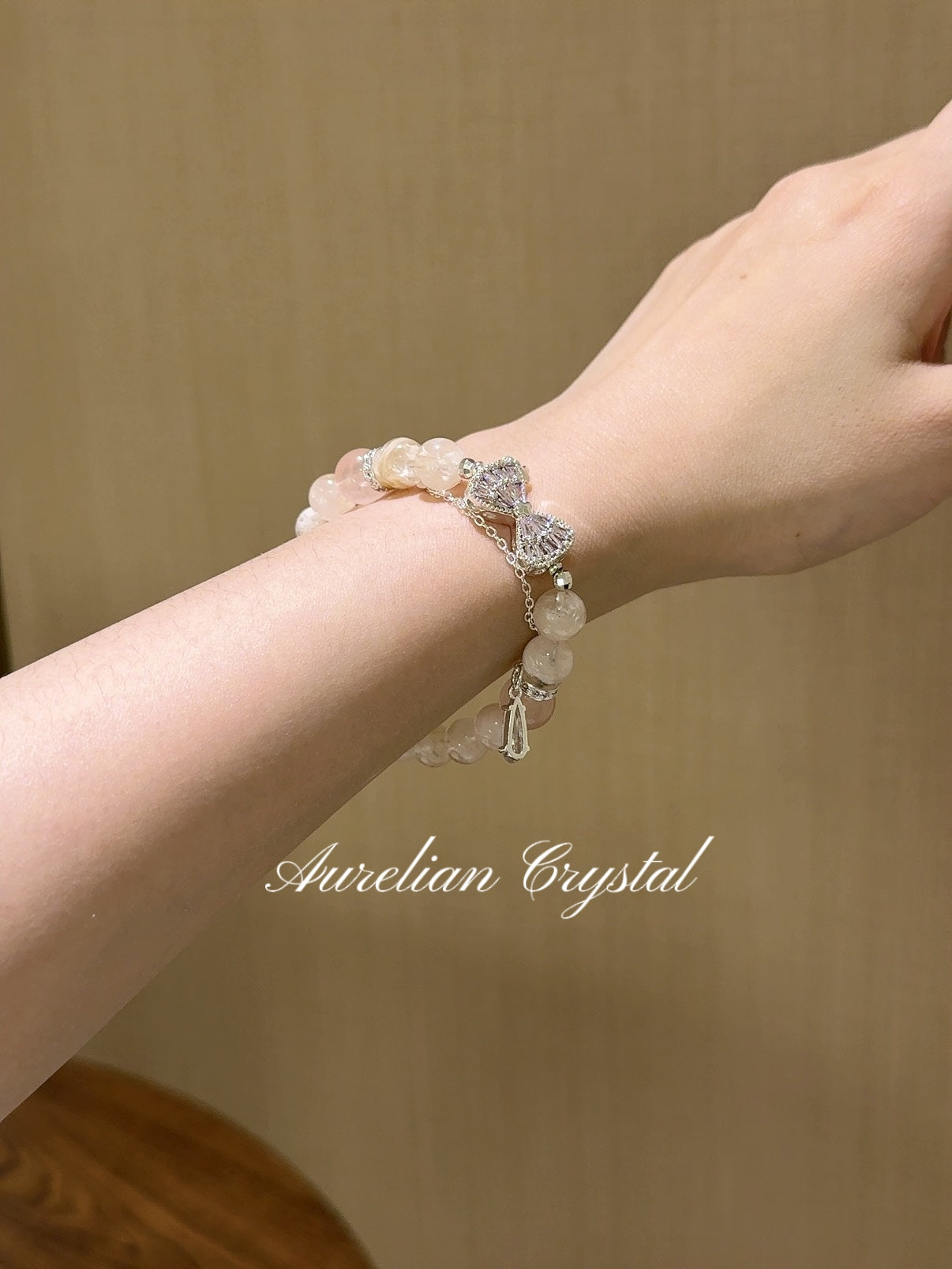 White Phantom & Rose Quartz Bracelet (bac763)