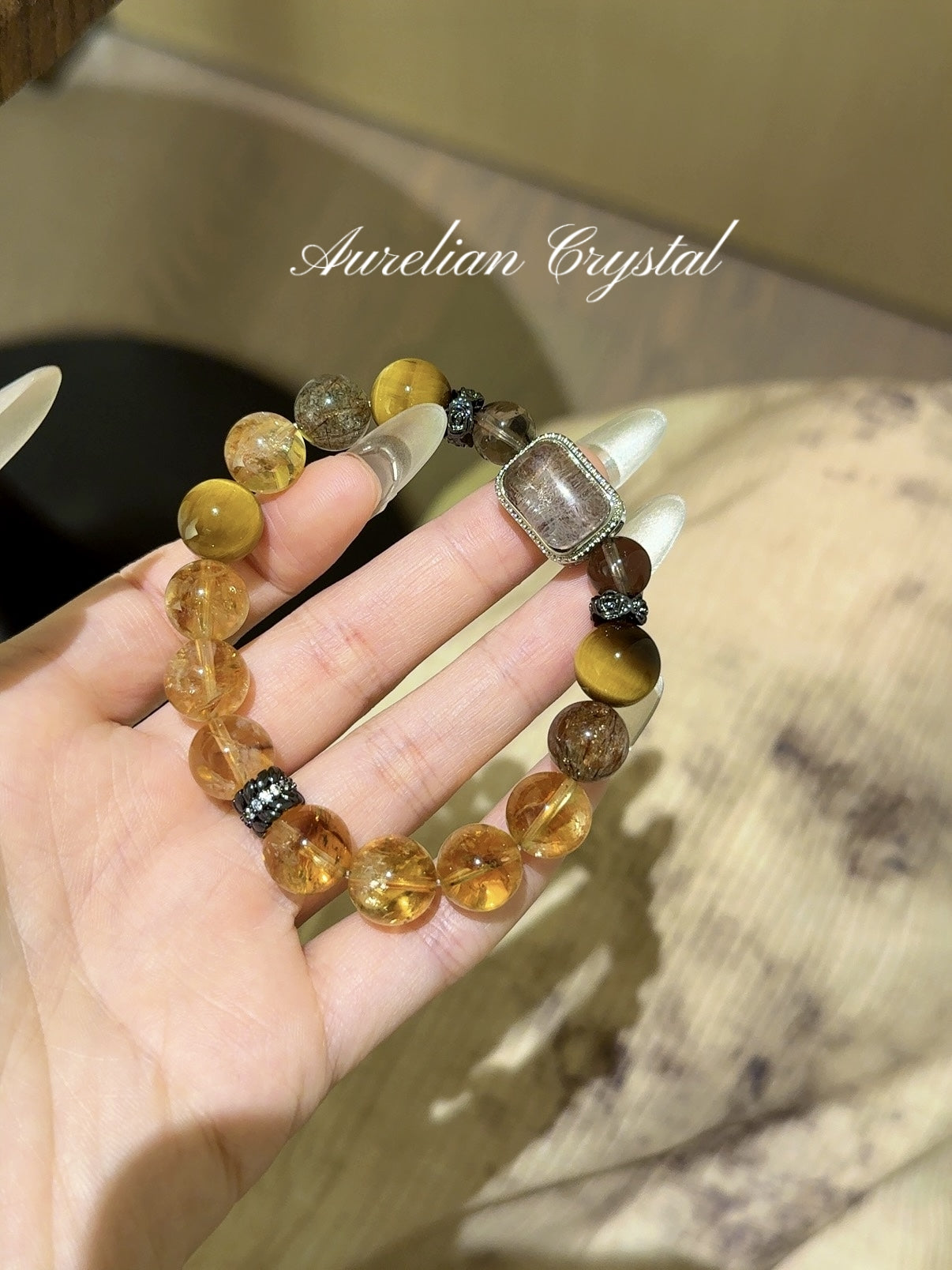 Yellow Tower Quartz, Tiger's Eye & Black Gold Super Magic Box Bracelet (bac742)
