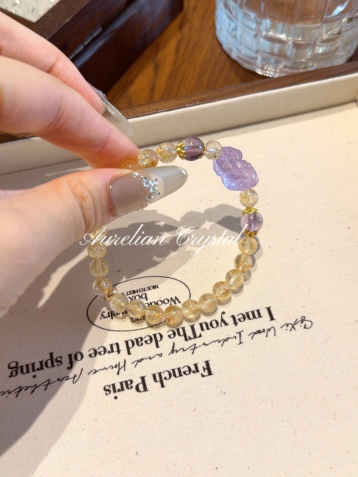 Yellow Tower Quartz & Amethyst Pi Xiu Bracelet (bac1261x)