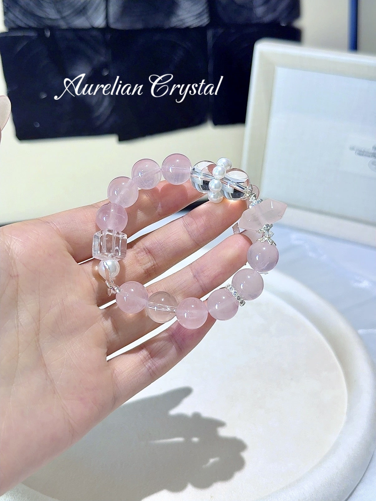Rose Quartz & Clear Quartz Cube for Self-Love; Emotional Healing; Chakra Balance(bac639)