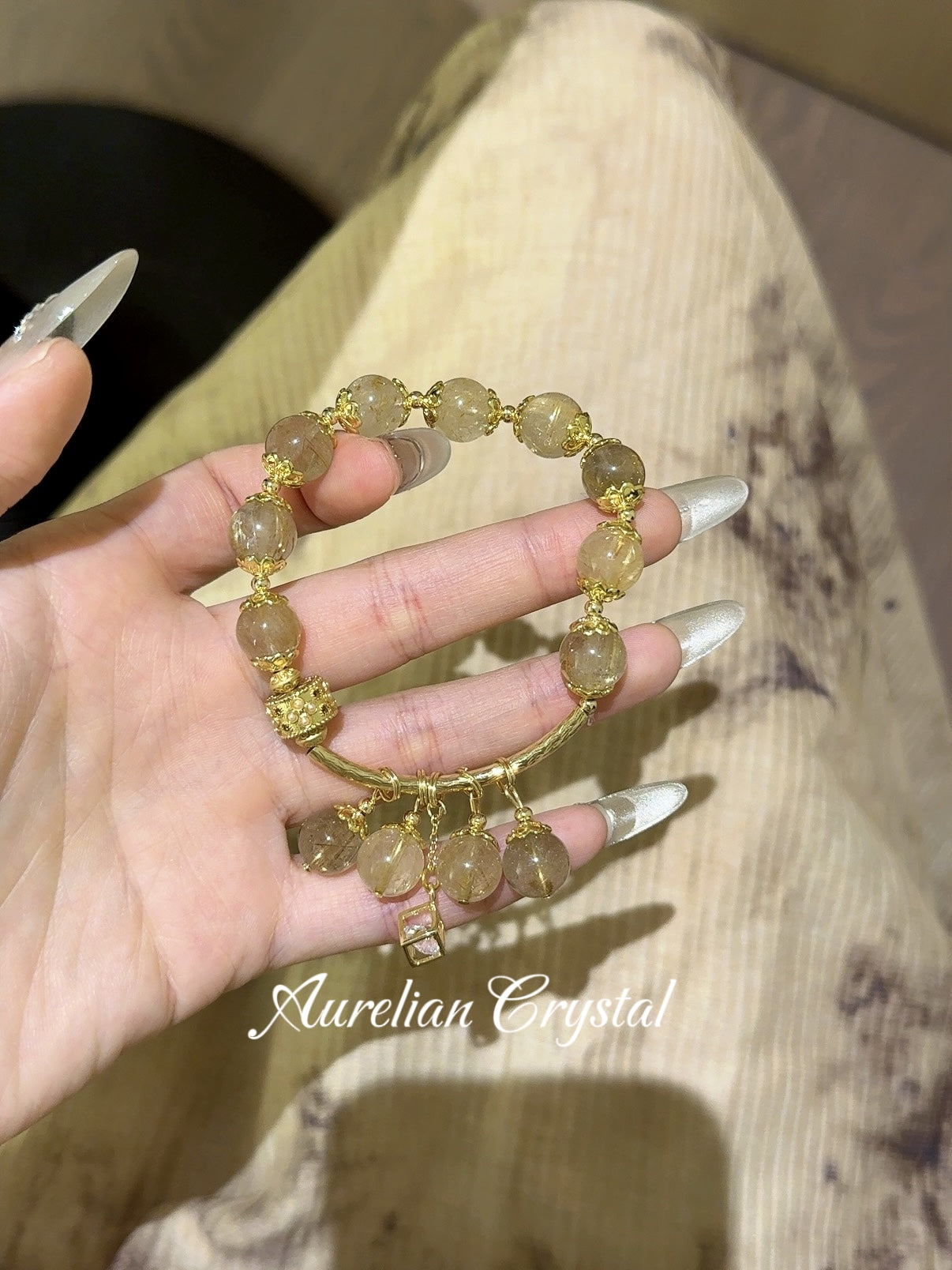 Rutilated Quartz (Golden) Bracelet (bac736)