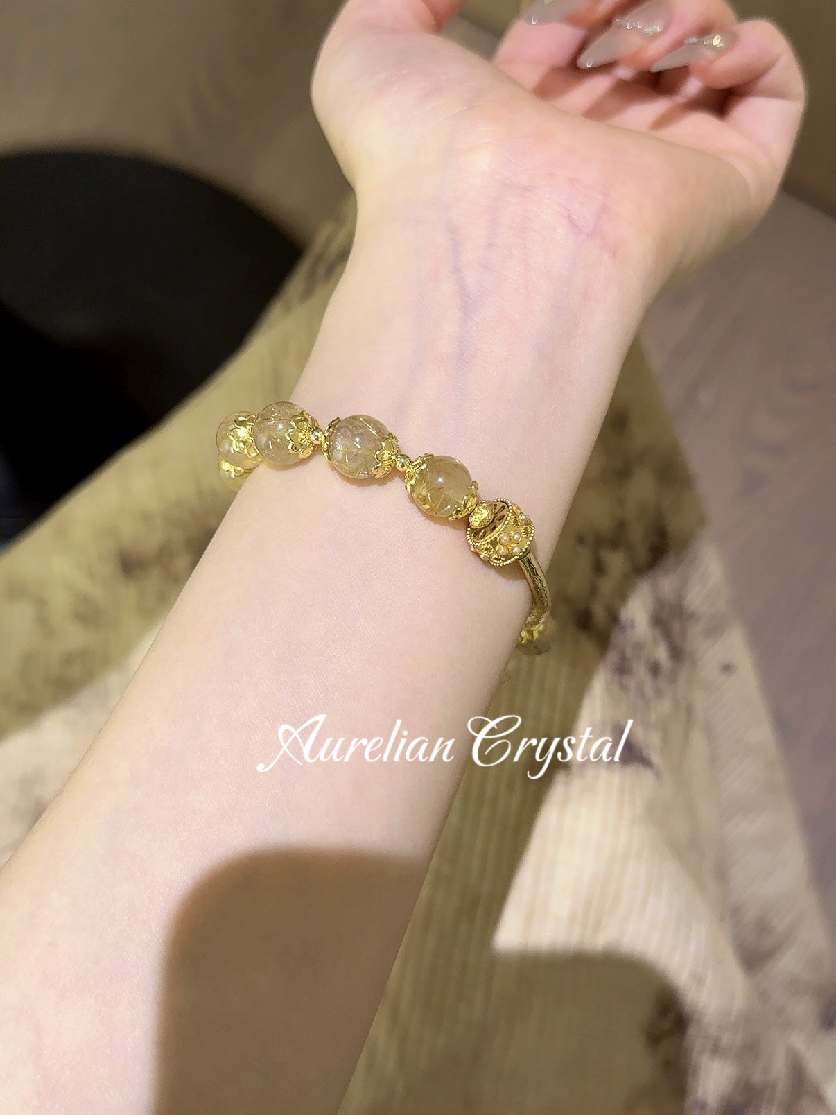 Rutilated Quartz (Golden) Bracelet (bac736)