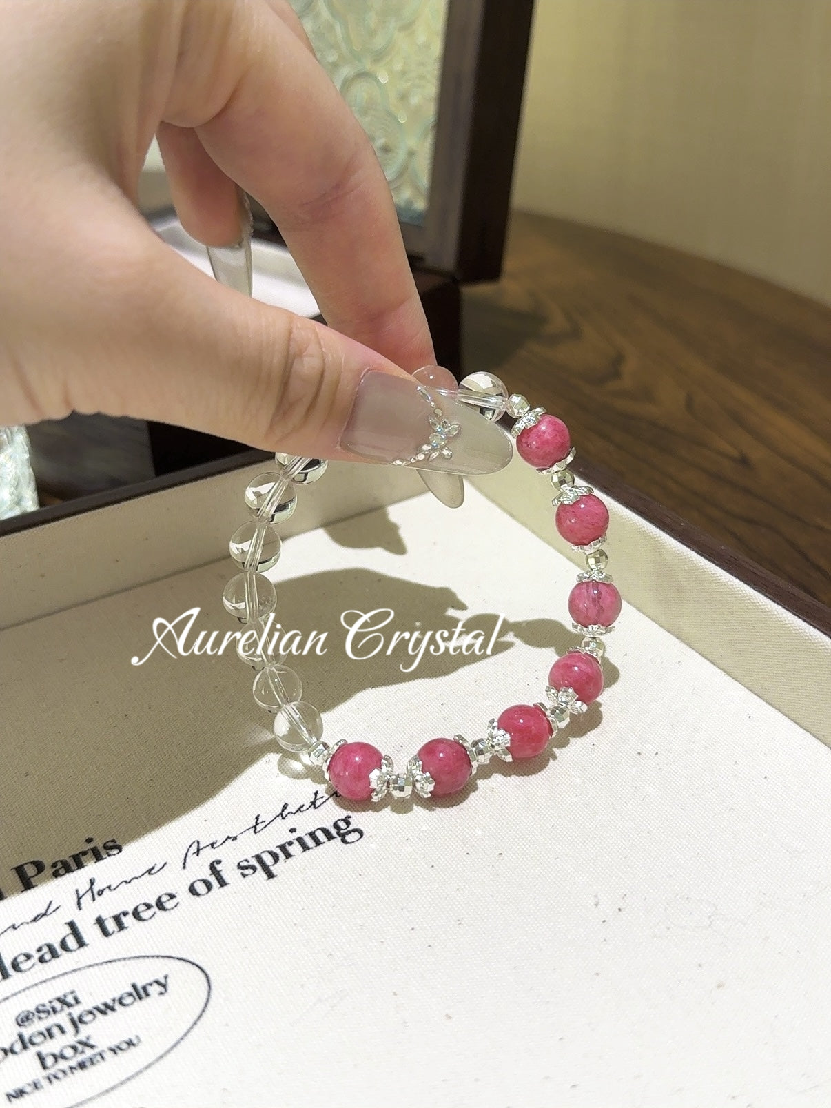 Rhodonite & Clear Quartz Bracelet (bac851)