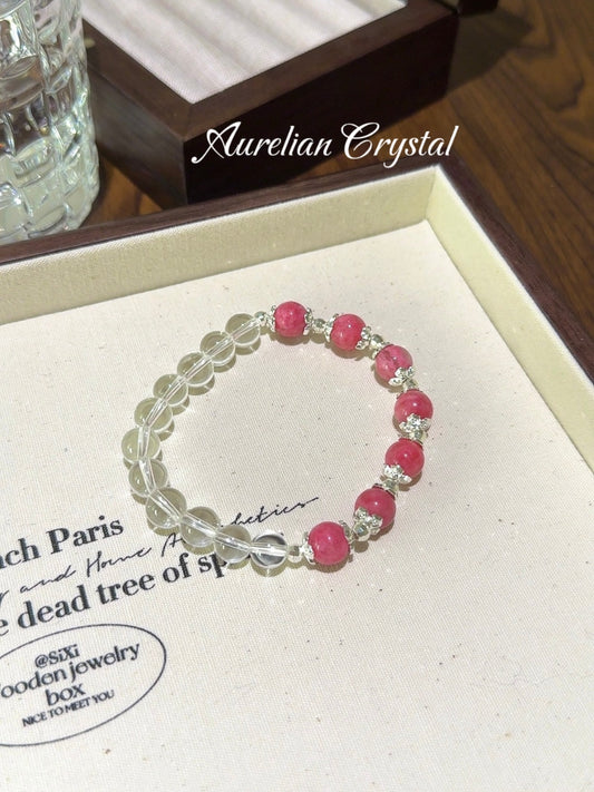 Rhodonite & Clear Quartz Bracelet (bac851)