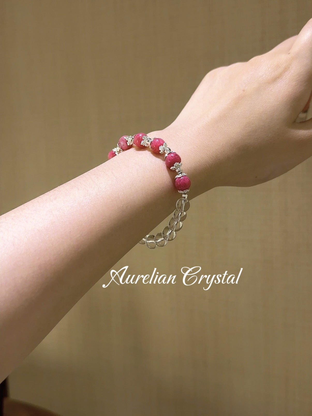 Rhodonite & Clear Quartz Bracelet (bac851)