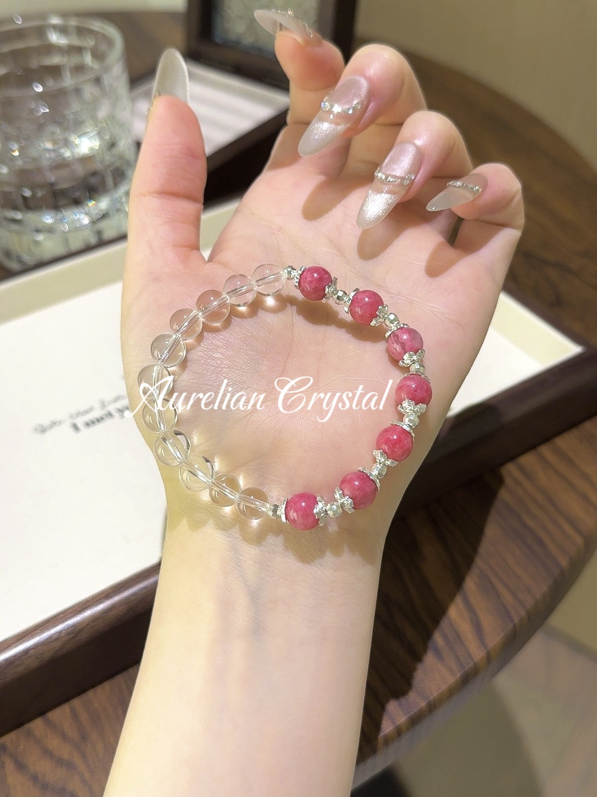 Rhodonite & Clear Quartz Bracelet (bac851)